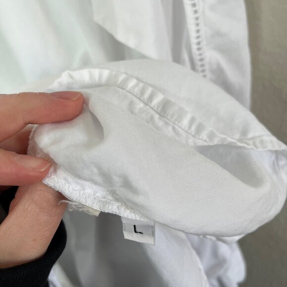 Cloth & Stone Anthropologie White Eyelet Trim Button-Up Woven Shirt L - Picture 6 of 9